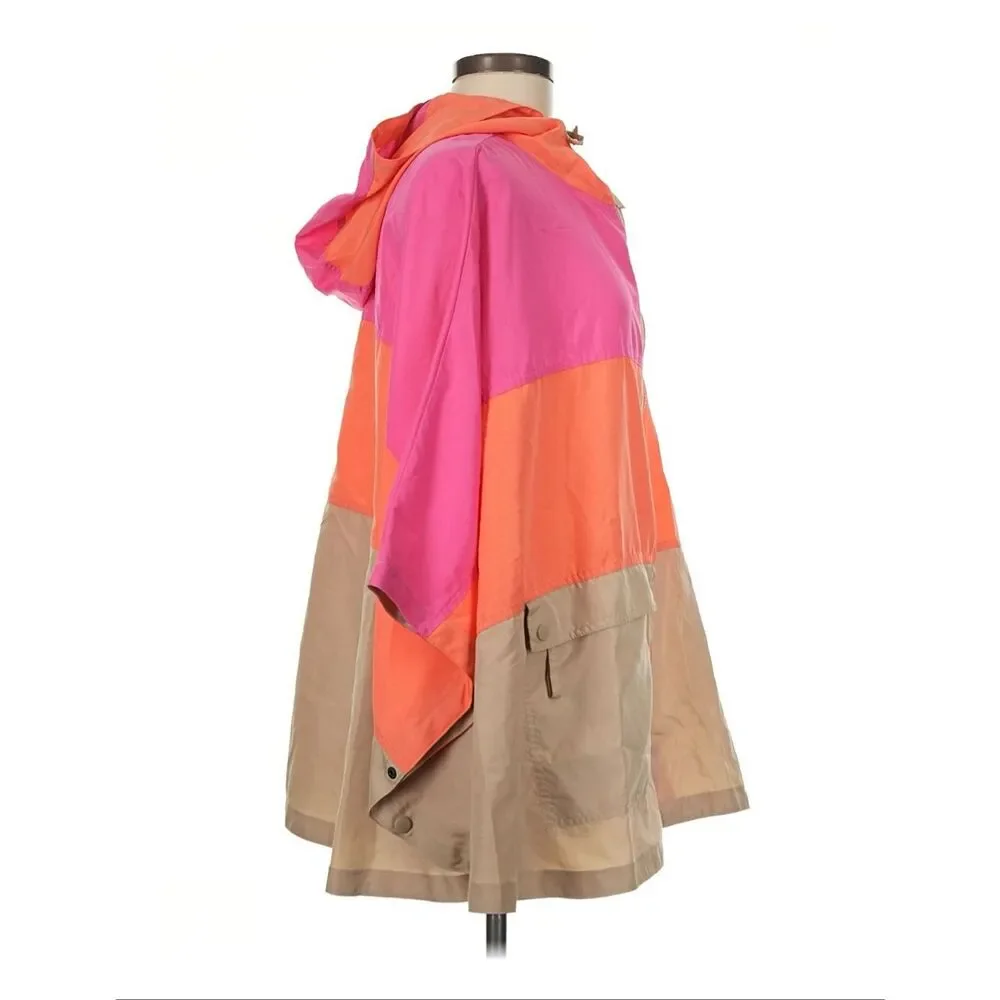 Rare and Vintage Bagatelle Pink and Orange Color Block Poncho